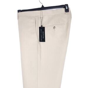 The Mens Store Slim Fit Dress Pants Sz 38 R Tan Solid Cotton & Linen Blend NWT